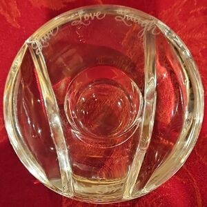 Orrefors Kostaboda Clear Crystal Live Love  Laugh Tealight Candle Holder